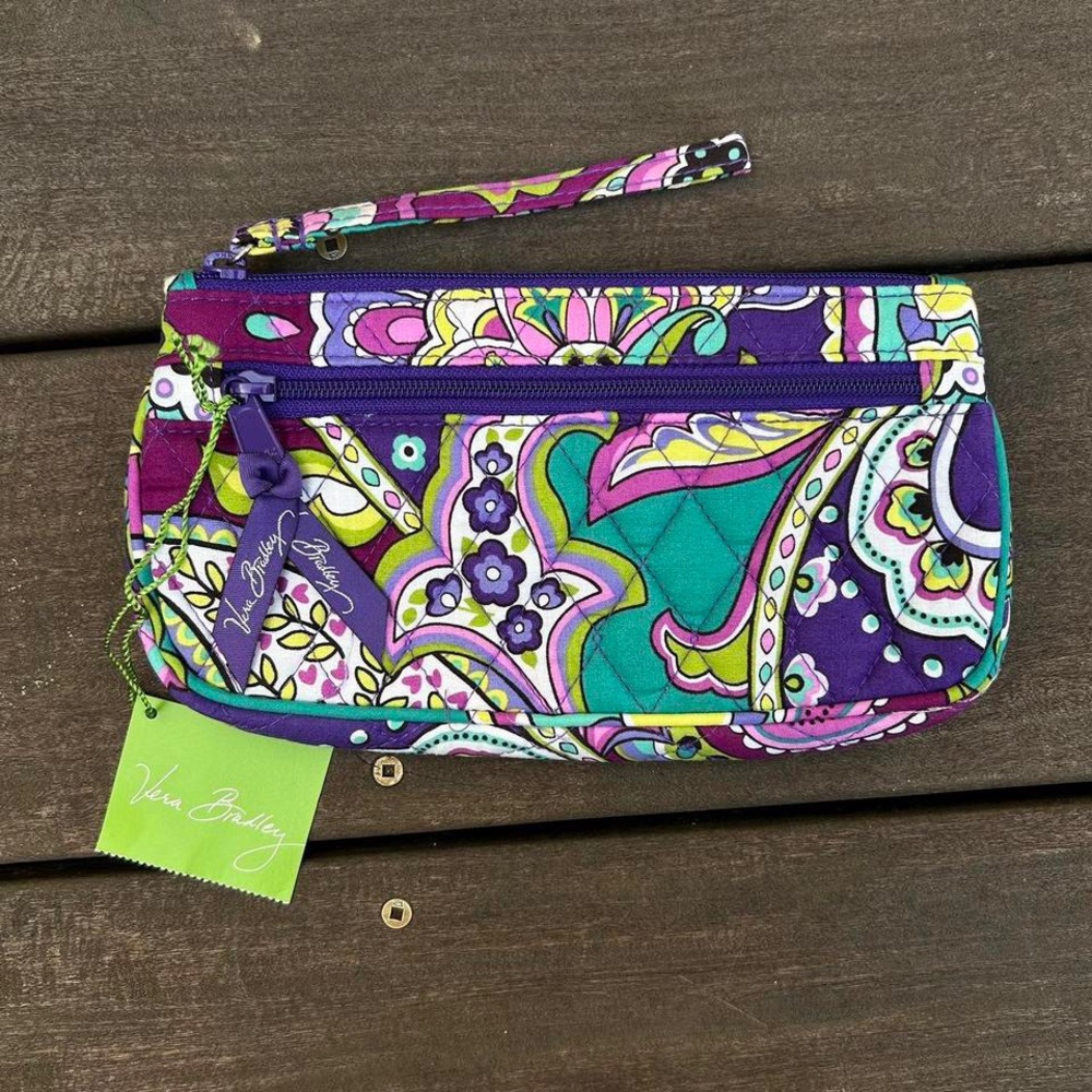 Purple Vera Bradley Multi-Colored Paisley Purse Travel Set - Picture 3 of 8